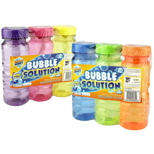 [173052-BB] Bubble Solution 3-Pack Of 4 Oz Bottles Asst.
