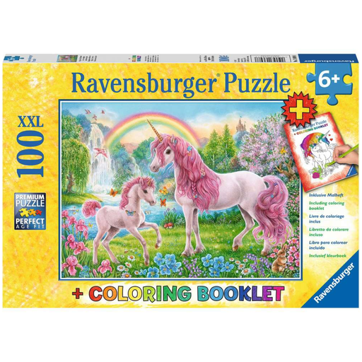 [173081-BB] Magical Unicorns 100 pc Puzzle & Colouring Book