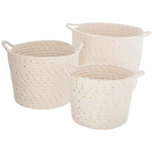 [173560-BB] Lurex Woven Storage Baskets 3pc