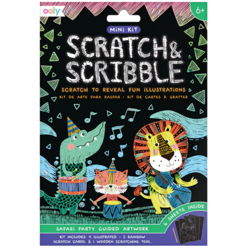 [174152-BB] Mini Scratch & Scribble Art Kit - Safari Party