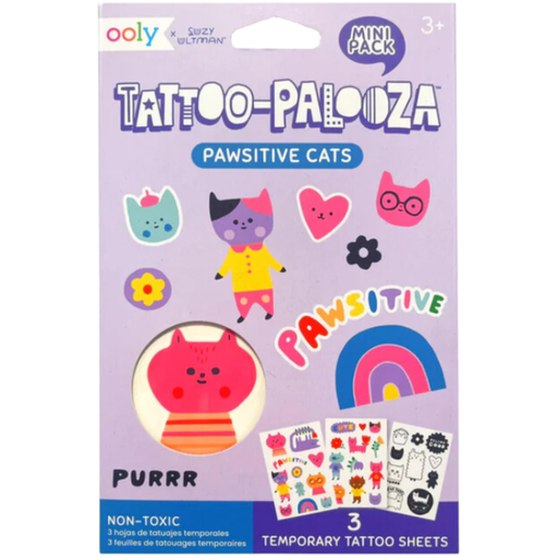 [174154-BB] Mini Tattoo Palooza Temporary Tattoos X Suzy - Pawsitive Cats