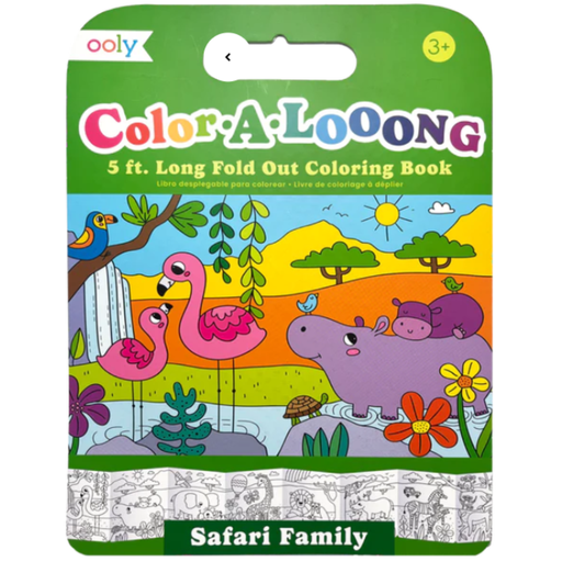 [174156-BB] Color-A-Looong 5' Fold Out Kids Coloring Book - Safari Family