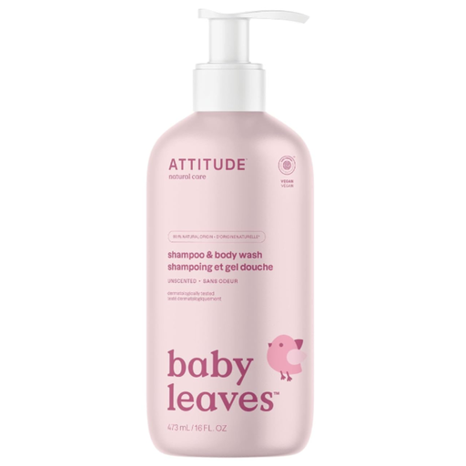 [174252-BB] Attitude Baby Leaves 2-in-1 Shampoo & Body Wash Unscented 16oz