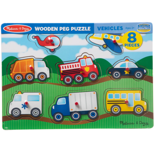 [174567-BB] Melissa & Doug Peg Puzzle Vehicles