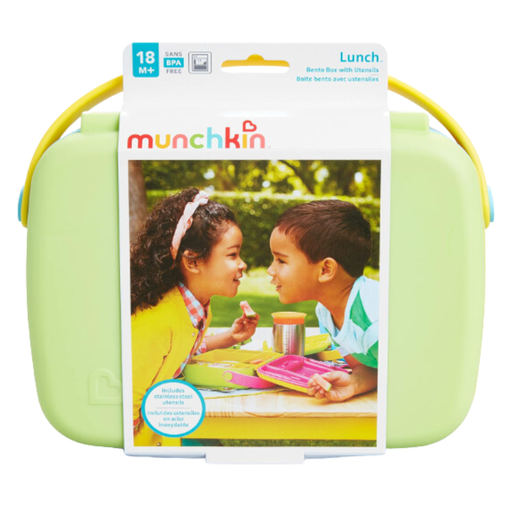 [174678-BB] Munchkin Lunch Bento Box With Stainless Steel Utensils Green