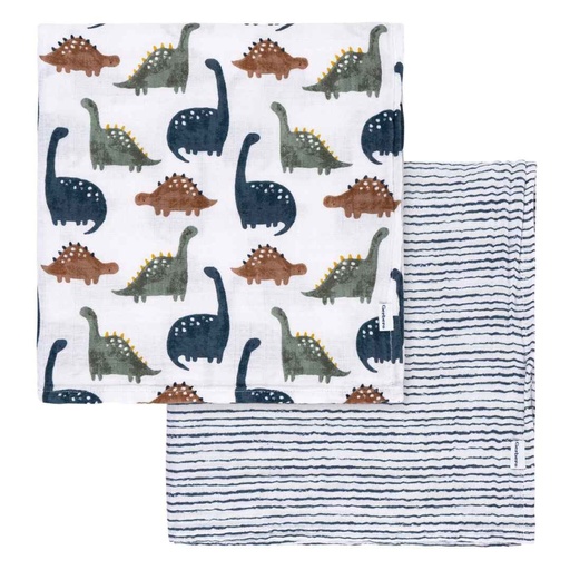[174984-BB] Gerber Muslin Blankets Dino Time 2pk