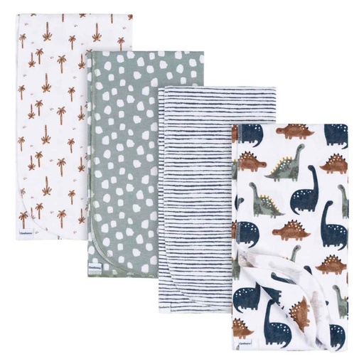 [174985-BB] Gerber Flannel Blankets Dino Time 4pk