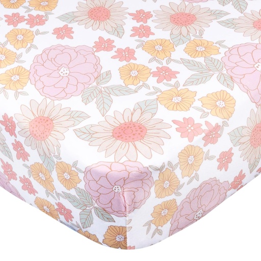 [174987-BB] Gerber Knit Crib Sheet Retro Floral - Flowers