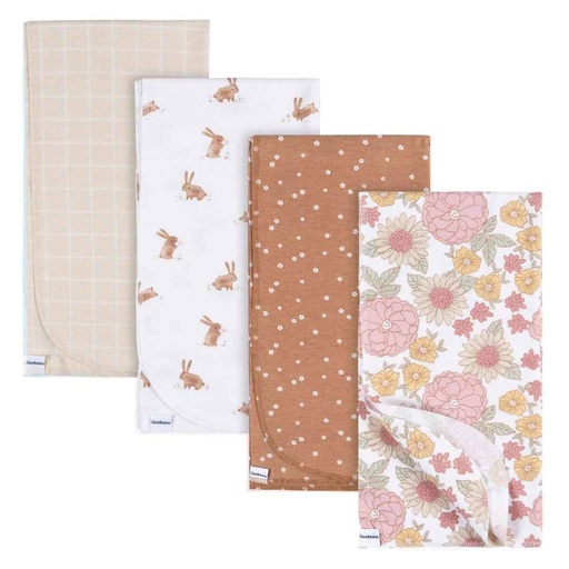 [174991-BB] Gerber Flannel Blankets Retro Floral 4pk
