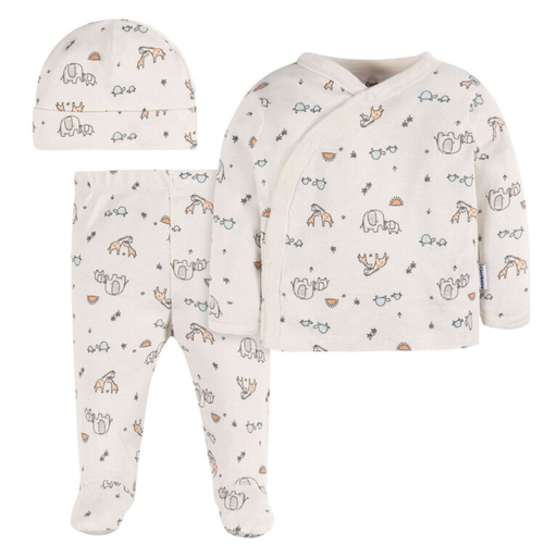 [174996-BB] Gerber Side Snap Set Safari 0-3M 3pc