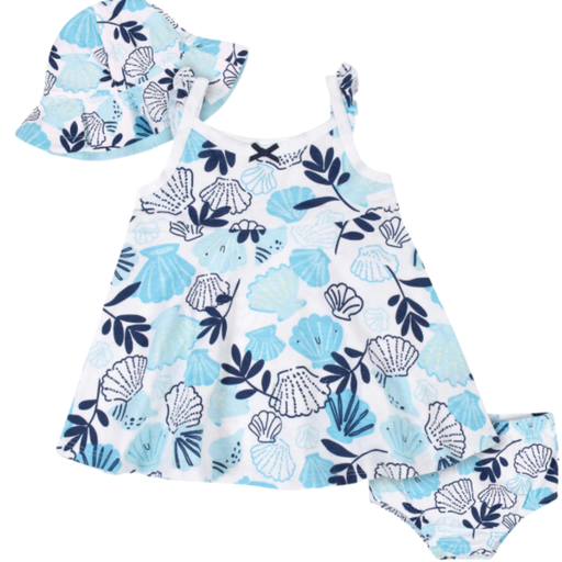 [175055-BB] Gerber Dress & Bloomers Set Seashells 6-9M