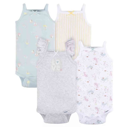 [175079-BB] Gerber Sleeveless Onesies Seaside NB 4pk
