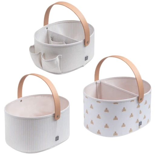 [175367-BB] Nested Fabric Storage Bins with Handles Tan 3pc