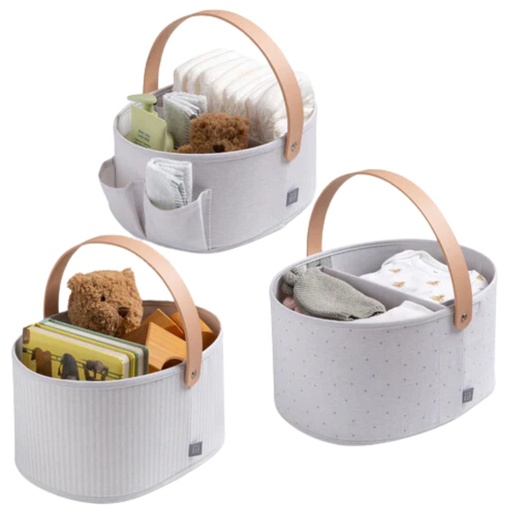 [175368-BB] Nested Fabric Storage Bins with Handles Grey 3pc