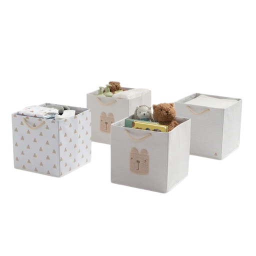 [175369-BB] Brannan Bear Fabric Storage Bins with Handles Tan 4pc
