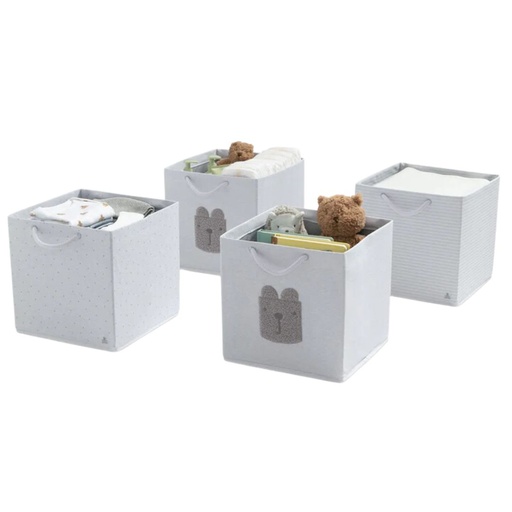 [175370-BB] Brannan Bear Fabric Storage Bins with Handles Grey 4pc