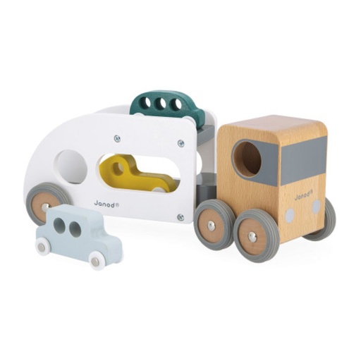 [175490-BB] Wooden Car Carrier With 3 Vehicles