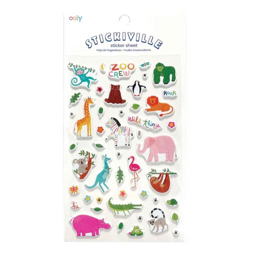 [175992-BB] Stickiville Zoo Crew Puffy Stickers