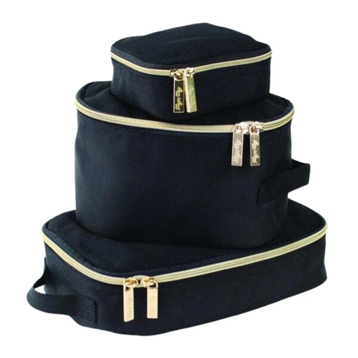 [176004-BB] Itzy Ritzy Packing Cubes Black & Gold