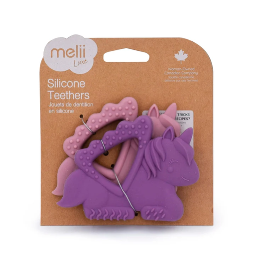 [176380-BB] Melii Luxe Silicone Teether Unicorn 2pk