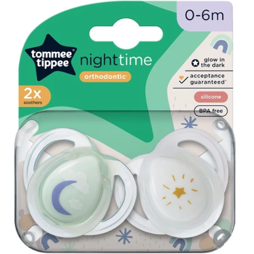 [177136-BB] Tommee Tippee Night Pacifier 2pk 0-6M