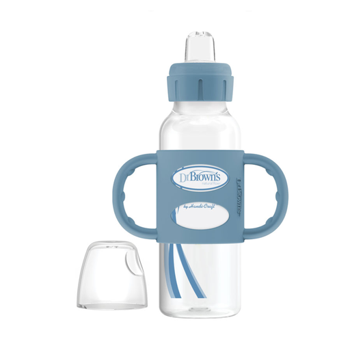[177435-BB] Dr. Brown's Sippy Spout Bottle Narrow Neck Blue 8oz