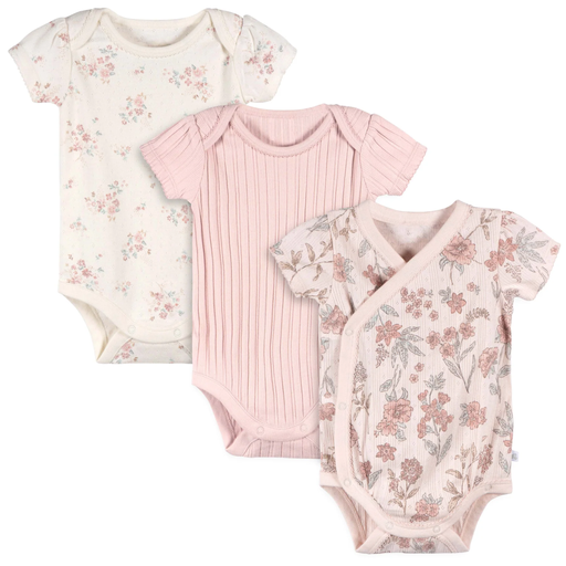 [177446-BB] Just Born Bodysuits Pink 0-3M 3pk