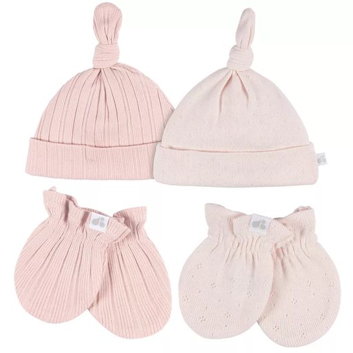 [177453-BB] Just Born Hat and Mitten Set Pink 4pc 