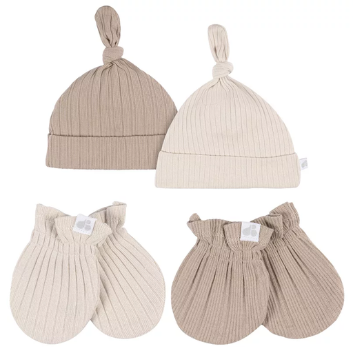 [177454-BB] Just Born Hat and Mitten Set Tan 4pc