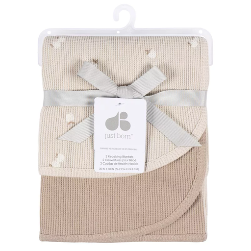 [177463-BB] Just Born Thermal Blanket Tan 2pk