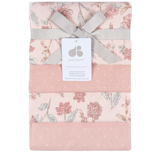 [177465-BB] Just Born Flannel Blanket Pink 4pk