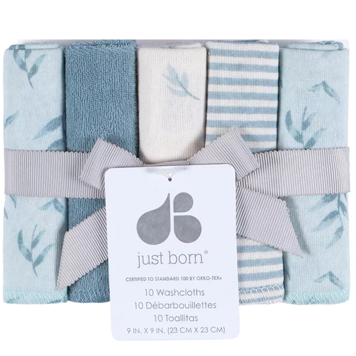 [177467-BB] Just Born Washcloths Blue 10pk