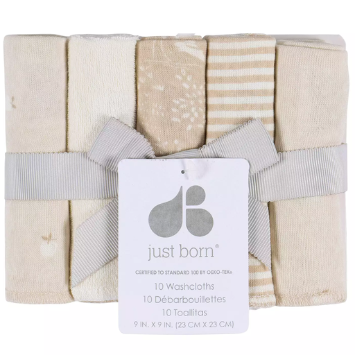 [177469-BB] Just Born Washcloths Tan 10pk