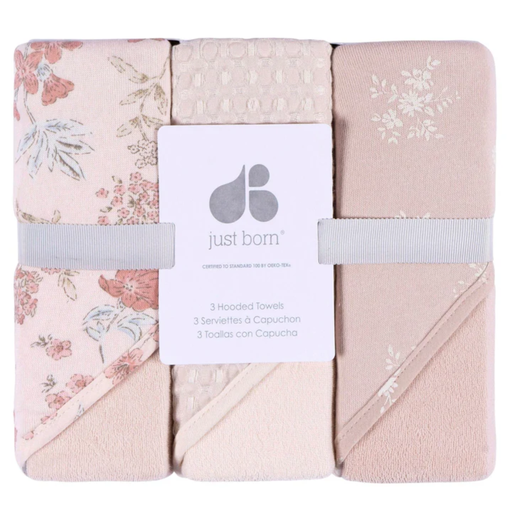 [177477-BB] Just Born Hooded Towels Pink 3pk