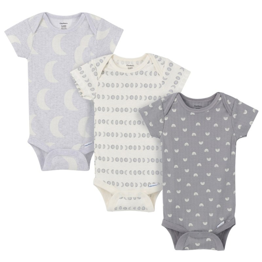 [177511-BB] Gerber Onesies Grey Moons 6-9M 3pk