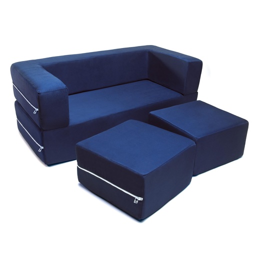 [177513-BB] Jaxx Zipline Modular Loveseat & Ottoman Navy
