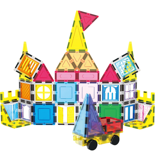 [177545-BB] PicassoTiles Magnetic Tile Blocks with Car Base & Storage Bag 61pc