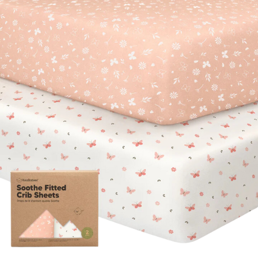 [177588-BB] KeaBabies Soothe Fitted Crib Sheet Butterflies 2pk