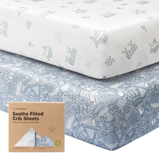 [177589-BB] KeaBabies Soothe Fitted Crib Sheet Excavation 2pk