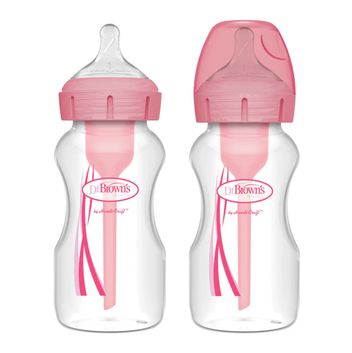 [177945-BB] Dr. Brown's Options+ Wide Neck Bottle 9oz Pink 2pk