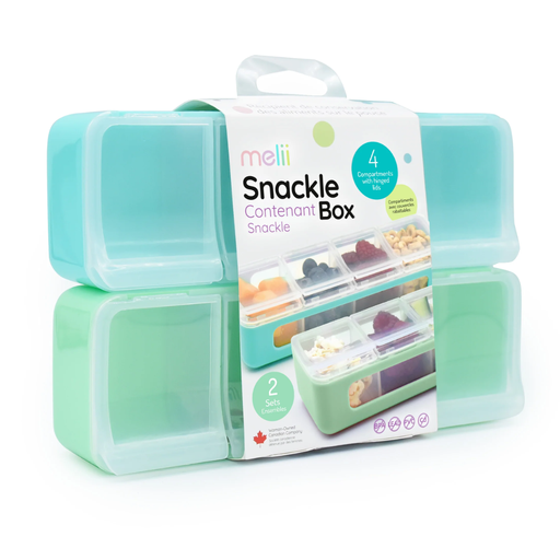 [177982-BB] Melii 4 Compartment Snack Box Blue and Mint 2pk