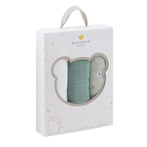 [178409-BB] Muslin Swaddle Green 3pk