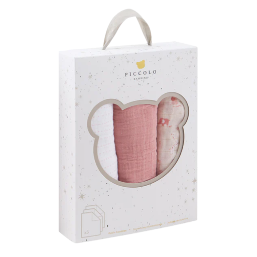 [178410-BB] Muslin Swaddle Pink 3pk
