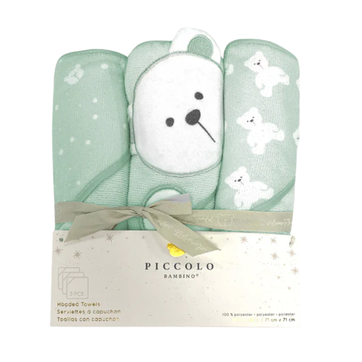[178417-BB] Hooded Towels 3pk Green