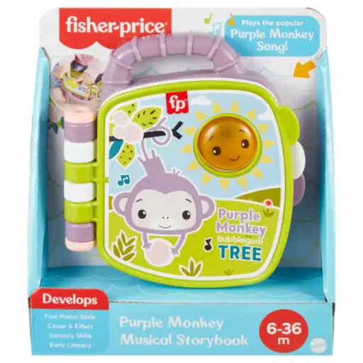 [178486-BB] Fisher Price Purple Monkey Musical Book