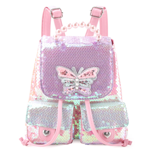 [178934-BB] Butterfly Sequins Mini Flap Backpack
