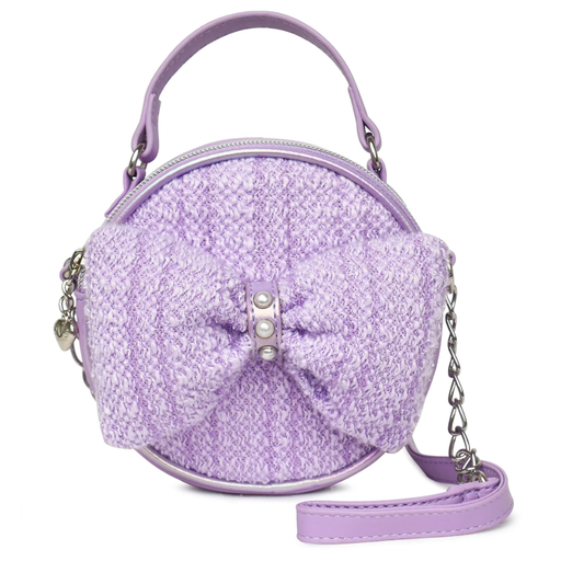 [178936-BB] Bow Tweed Circle Crossbody Bag