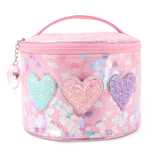 [178943-BB] Confetti Hearts Pink Round Glam Bag