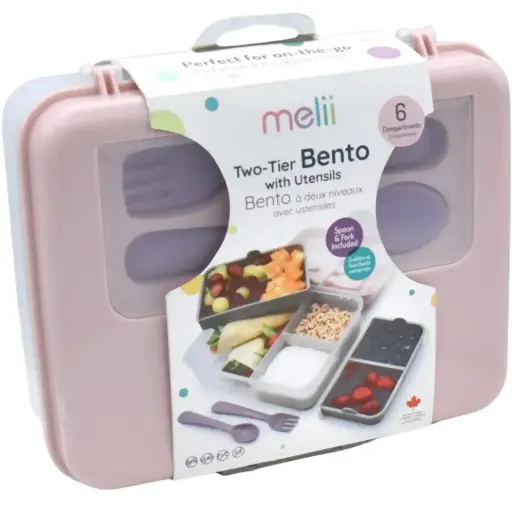 [179434-BB] Melii 2-Tier Bento Pink & Purple