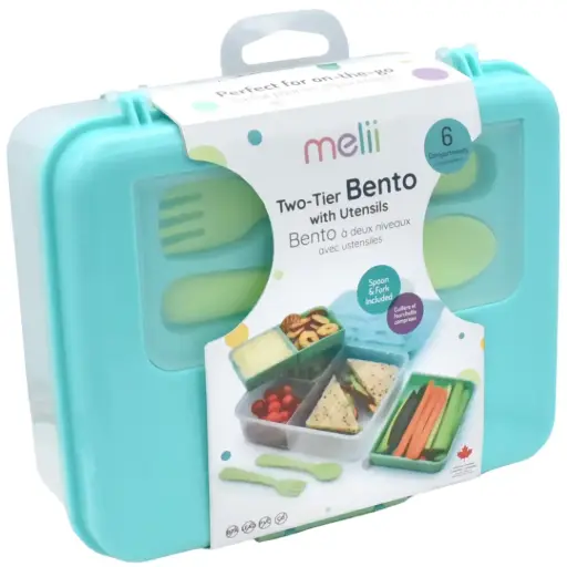 [179435-BB] Melii 2-Tier Bento Blue & Mint